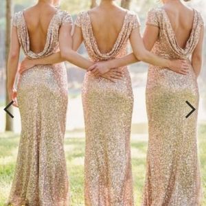 Rose Gold Sequin Swoop Back Dress